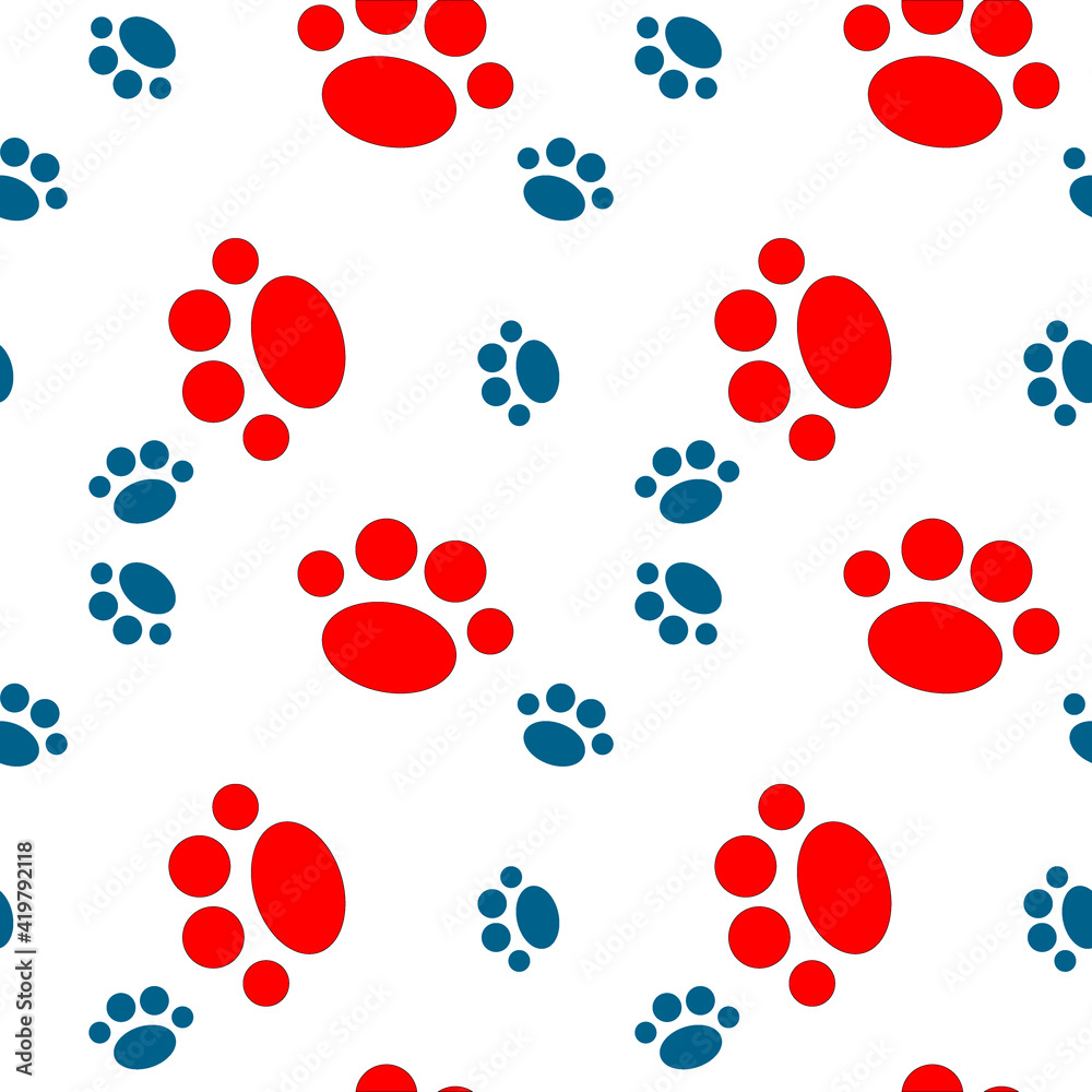 Vector seamless pattern with cat footprints. Can be used for wallpaper, web page background, surface textures. Vector seamless pattern with cat footprints. Can be used for wallpaper, web page background, surface textures.