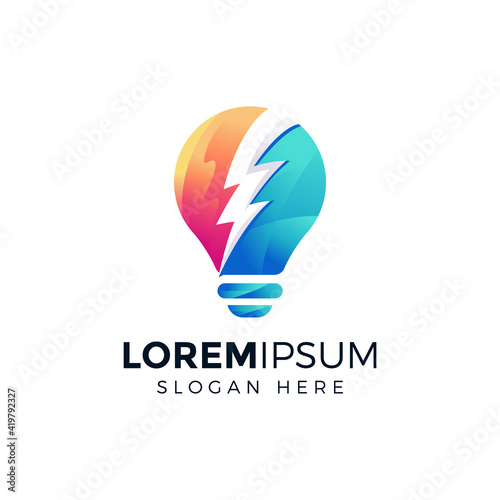 colorful electric bulb logo design vector illustration