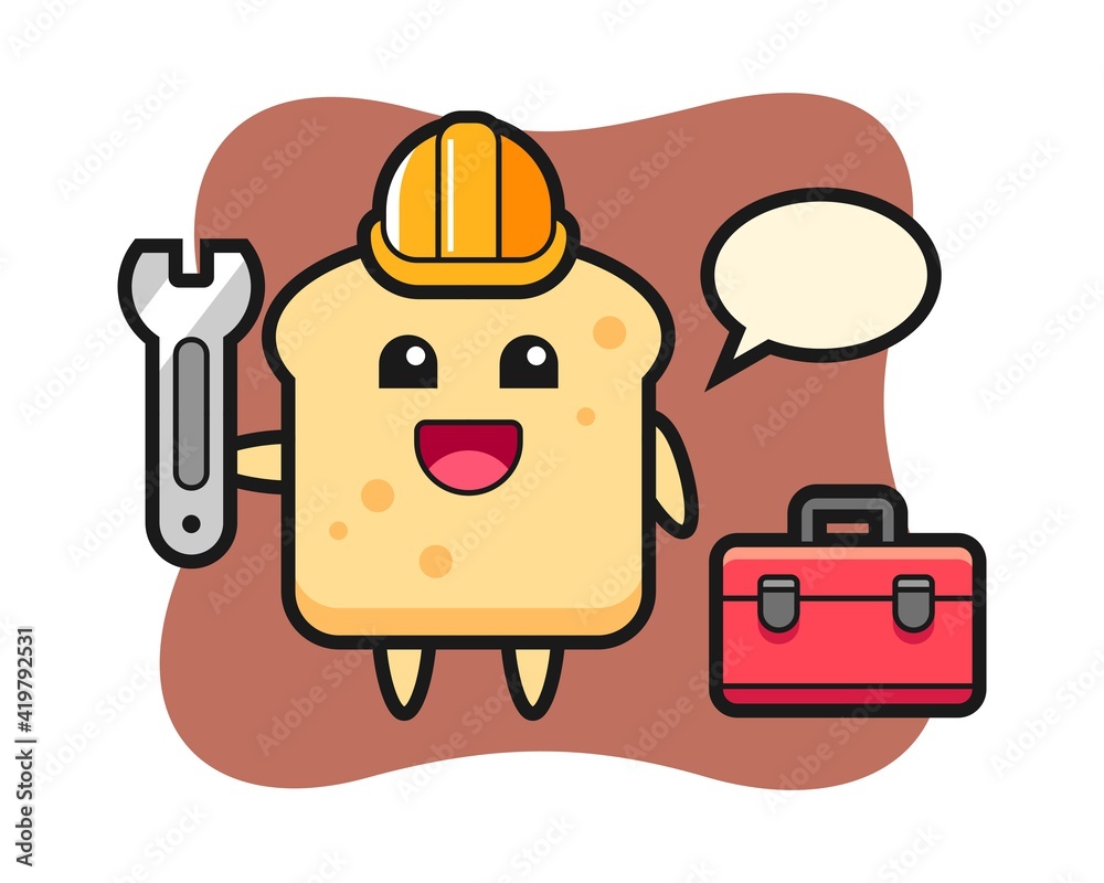 Mascot cartoon of bread as a mechanic Mascot cartoon of bread as a mechanic