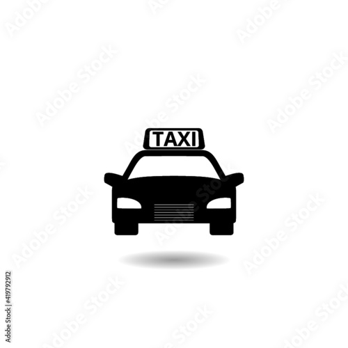Taxi black glyph icon with shadow