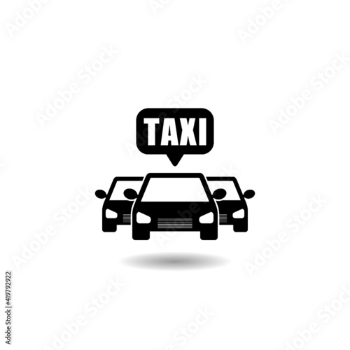 Taxi black glyph icon with shadow