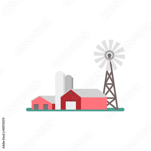 American farm. Vector illustration.