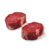 Close-up view of fresh raw Ribeye Fillet Ribs cut in isolated white background