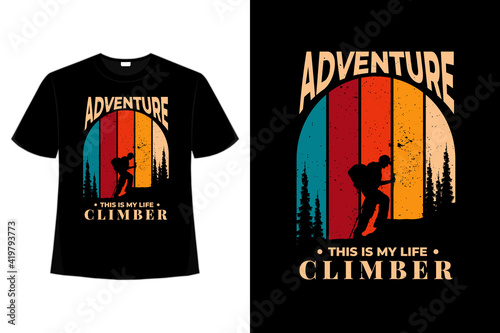T-shirt adventure climber pine tree vintage style