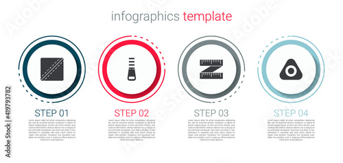 Set Sewing Pattern, Zipper, Tape measure and chalk. Business infographic template. Vector.