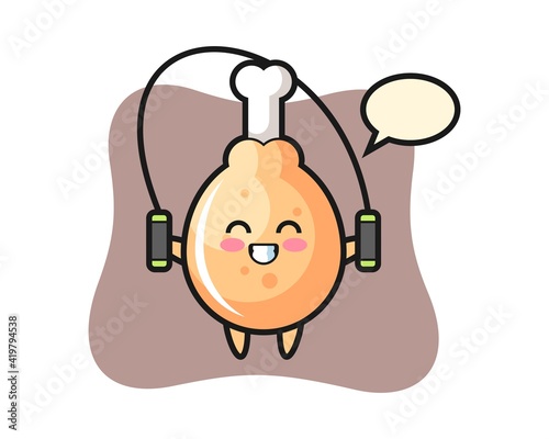 Fried chicken character cartoon with skipping rope