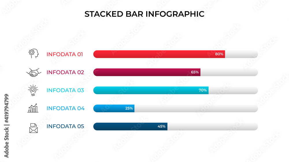 Business data visualization. Stacked bar chart. Vector business ...