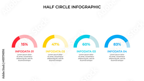 Business data visualization. Half circle chart. Vector business template for presentation. Creative concept for infographic.