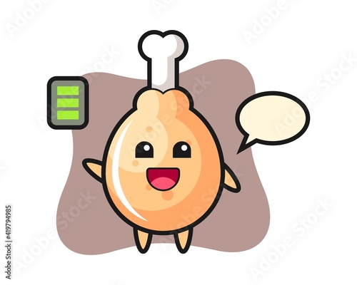 Fried chicken mascot character with energetic gesture