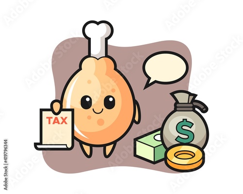 Character cartoon of fried chicken as a accountant