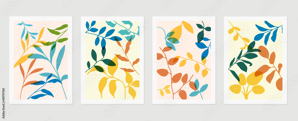 Abstract art nature background vector. Modern shape line art wallpaper. Boho foliage botanical tropical leaves and floral pattern design for home deco, wall art, social media post and story background Abstract art nature background vector. Modern shape line art wallpaper. Boho foliage botanical tropical leaves and floral pattern design for home deco, wall art, social media post and story background