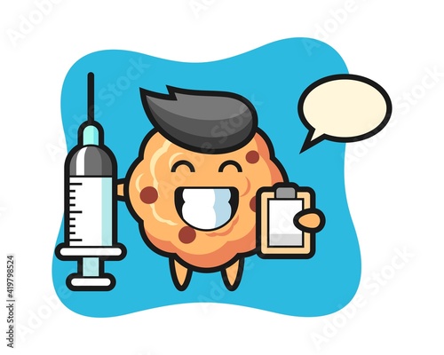 Mascot illustration of chocolate chip cookie as a doctor