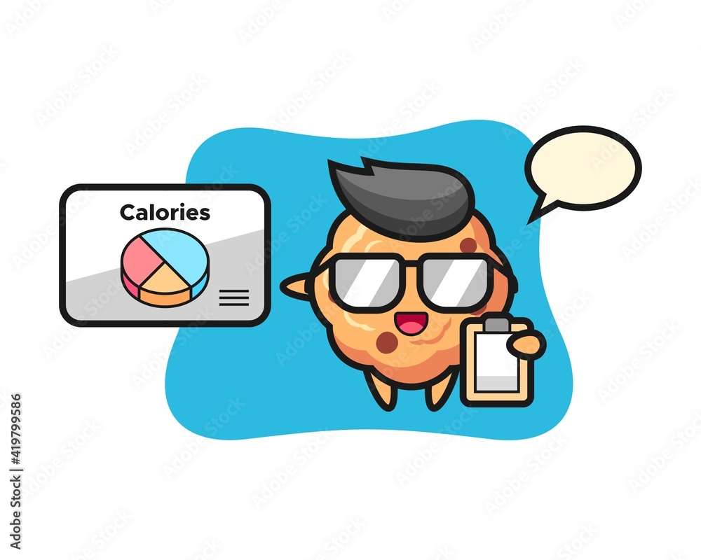 Illustration of chocolate chip cookie mascot as a dietitian