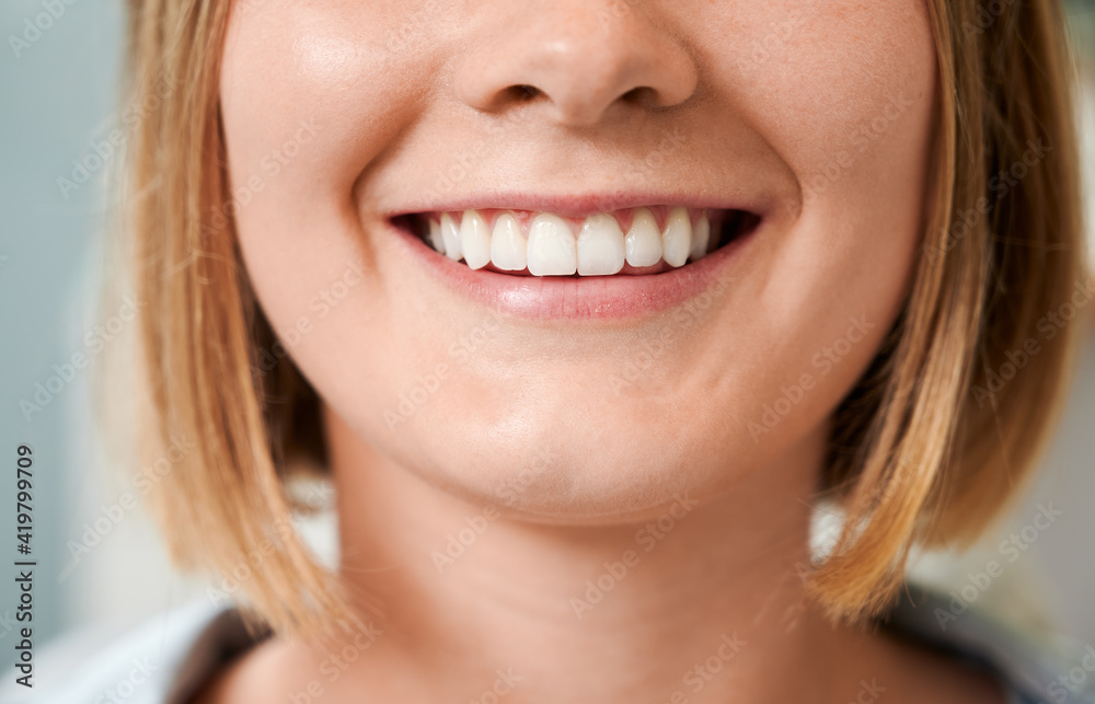 Obraz premium Cropped snapshot of a beautiful female smile demonstrating perfect teeth.