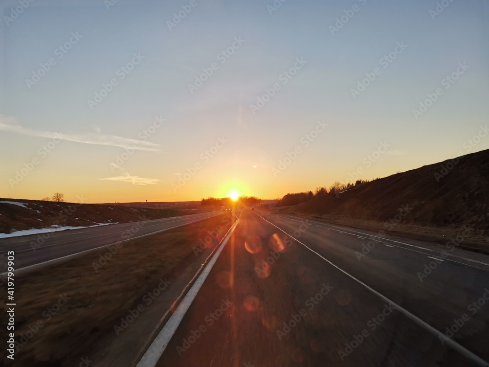 Fototapeta premium sunset on the highway