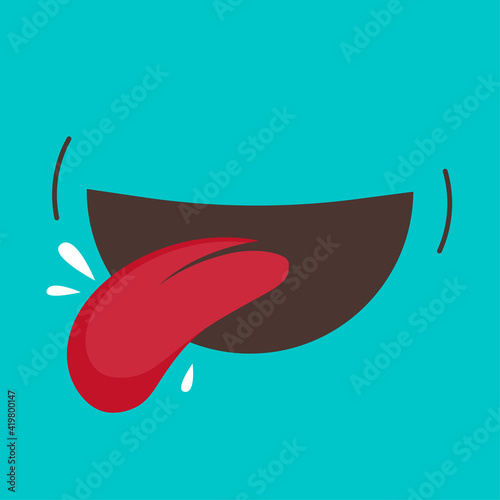 Thirsty smile with tongue icon vector, idea of hunger or craving emotion, delicious or tasty licking flat cartoon illustration isolated
