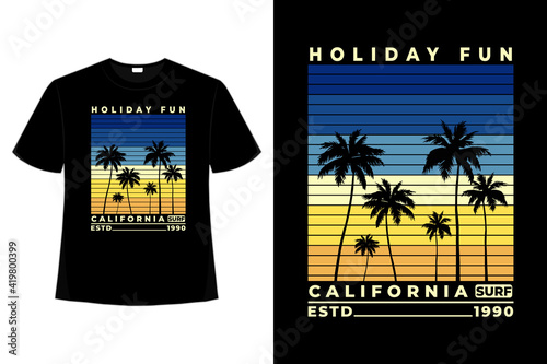 T-shirt holiday fun california surfing beautiful sunset