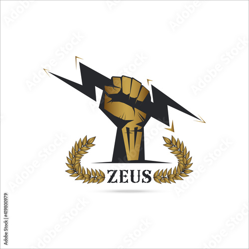 Logo template Fist hand holding  thunder