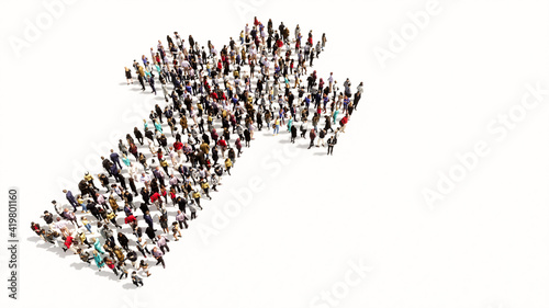 Photography Concept or conceptual large community  of people forming the image of a religious christian cross