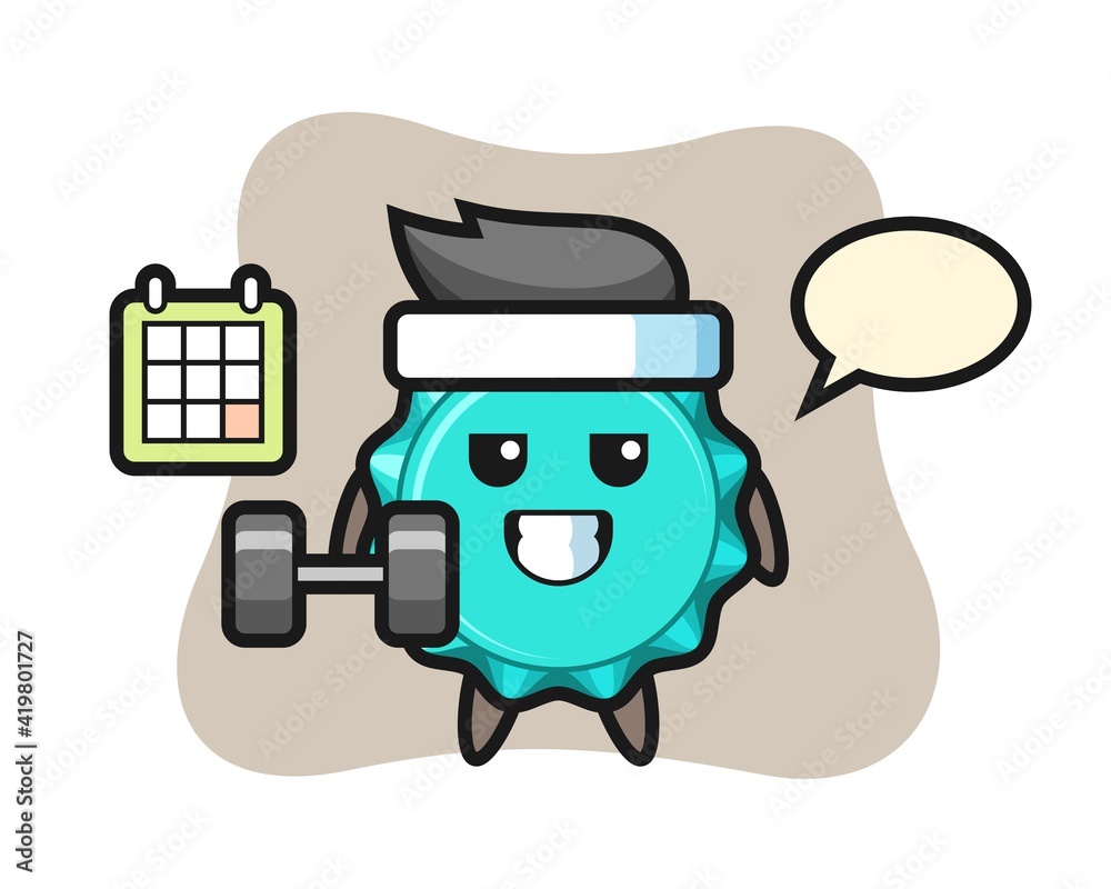 bottle cap mascot cartoon doing fitness with dumbbell bottle cap mascot cartoon doing fitness with dumbbell