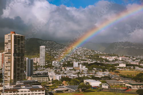 Rainbow in the sky  Honolulu  Oahu  Hawaii   Nature Landscape Travel