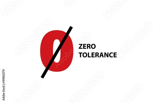 Zero tolerance clipart. Red symbol discrimination crossed out with black line violence.