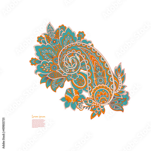 Vector Paisley Floral isolated ornament