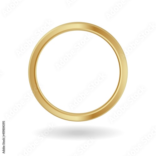 Gold ring frame. Yellow ornament metal banner with luxury round shape for image. photo