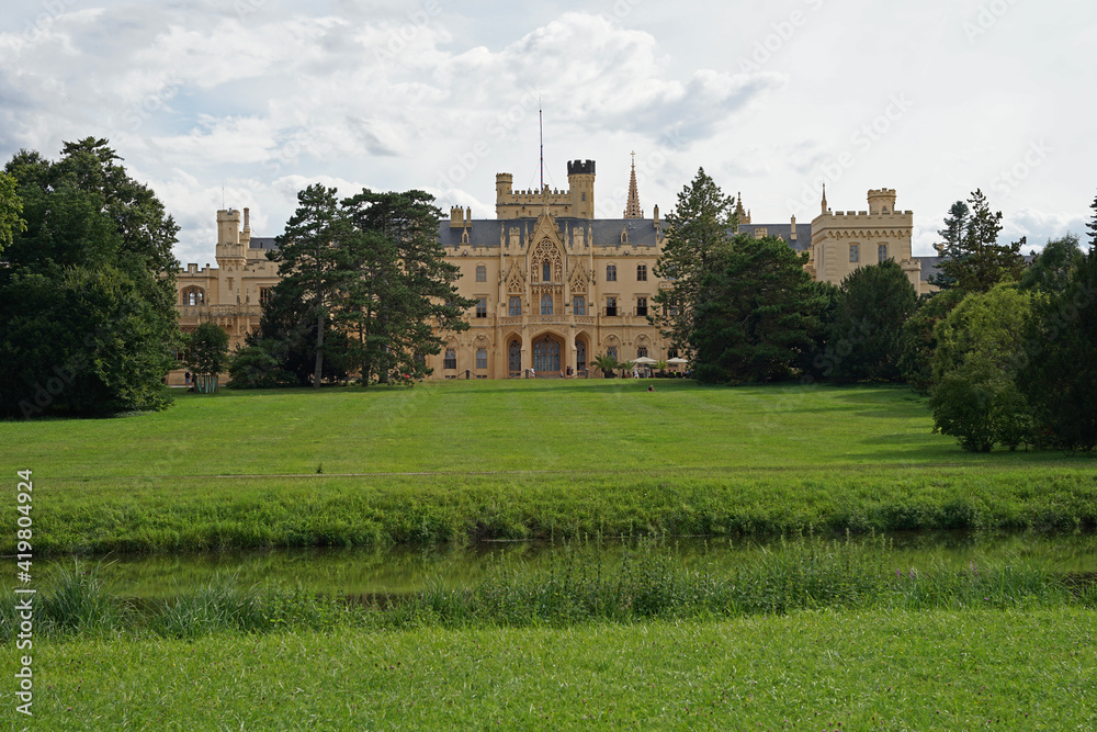 Castle Lednice Palace with beautiful garden, popular touristic destination with guided tour, Lednice, Moravia, Czech Republic