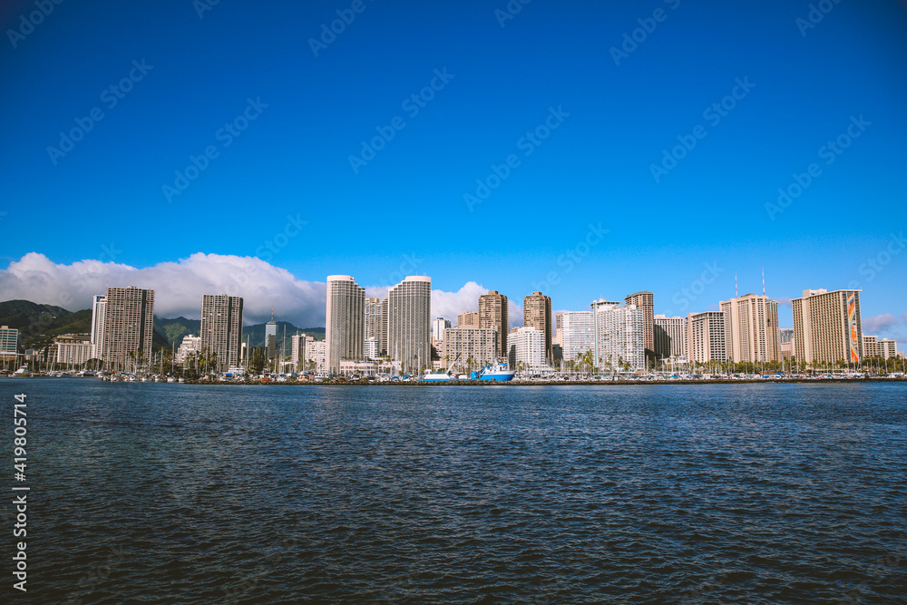 Obraz premium Coastal City of Honolulu, Oahu Hawaii | Forest Nature Landscape Travel