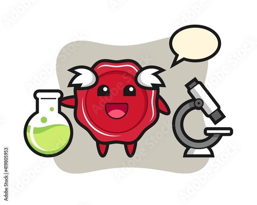 Mascot character of sealing wax as a scientist