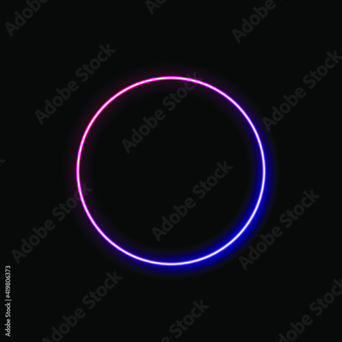 Vector Gradient Neon Circle Isolated on Black Background. 