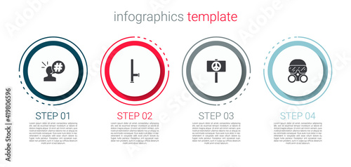 Set Protest, Police rubber baton, Peace and Gas mask. Business infographic template. Vector.