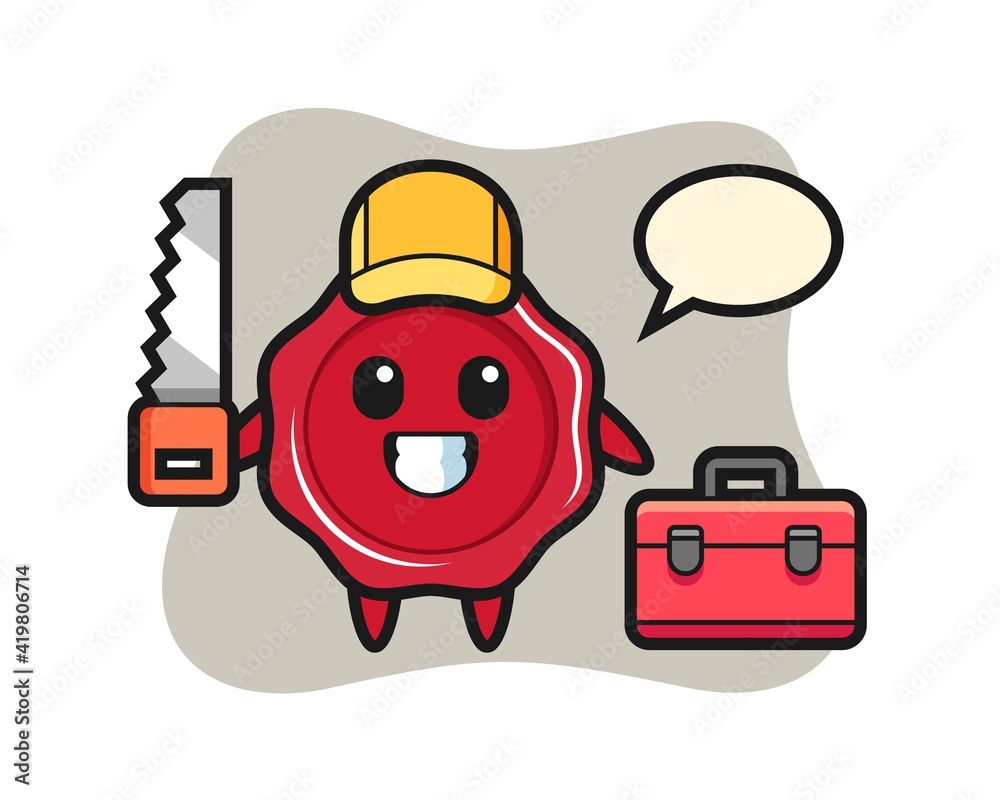 Illustration of sealing wax character as a woodworker Illustration of sealing wax character as a woodworker