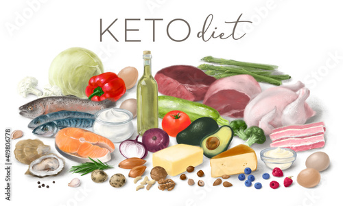 Obraz na plátně Healthy low carbs KETO products