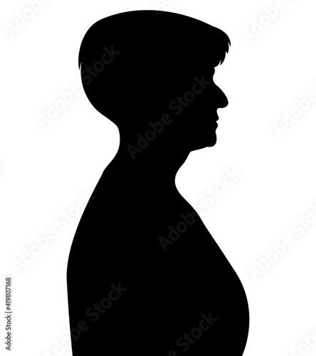 Black color silhouette of people profile picture on white background. Vector illustration. Unknown person. 
