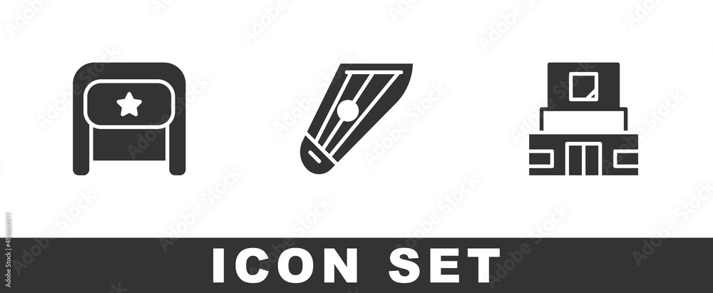 Set Ushanka, Kankles and Mausoleum of Lenin icon. Vector. Set Ushanka, Kankles and Mausoleum of Lenin icon. Vector.