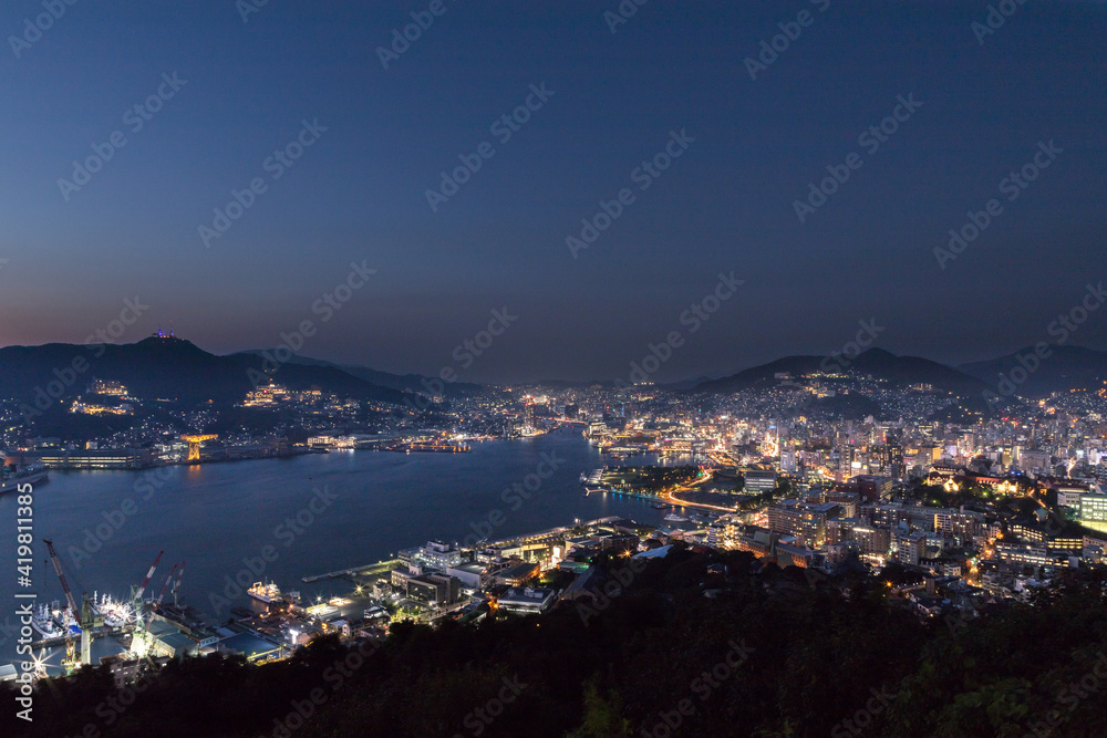 鍋冠山公園展望台からの長崎市街地夜景