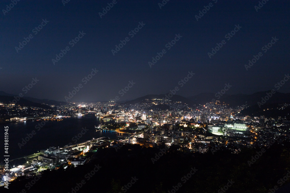 鍋冠山公園展望台からの長崎市街地夜景