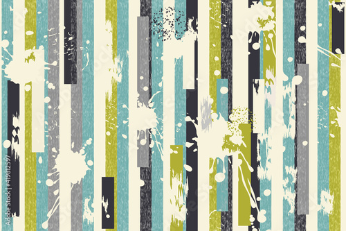 Abstract seamless striped pattern with blots and an effect of attrition in retro colors. Retro design. Vector shabby geometric carpet. Background for ceramic tile, wallpaper, linoleum, textile, rug
