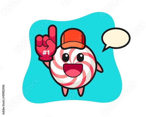 Candy illustration cartoon with number 1 fans glove