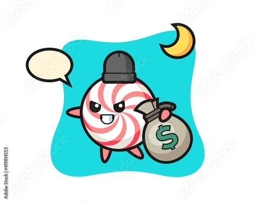 Illustration of candy cartoon is stolen the money