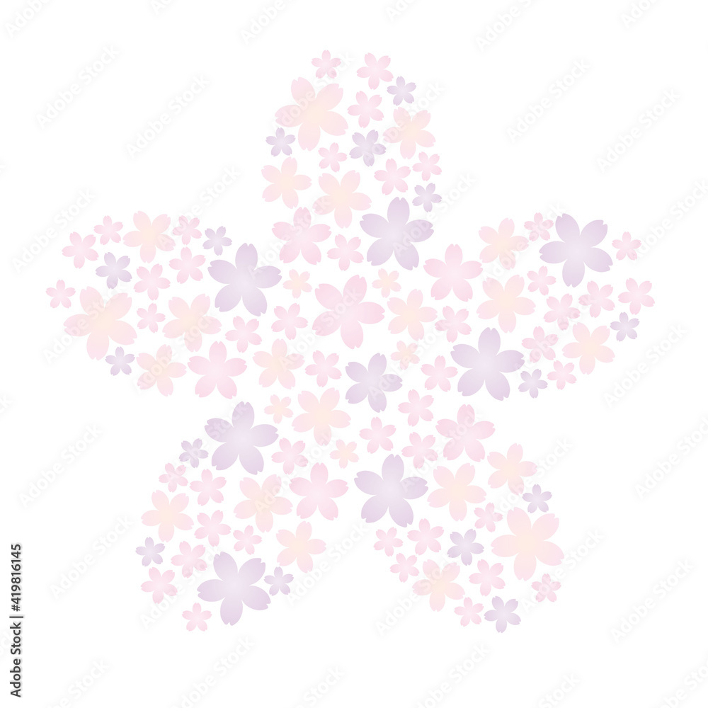 桜いっぱいの桜イラスト紫