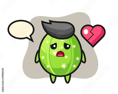 Cactus cartoon illustration is broken heart