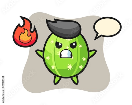 Cactus character cartoon with angry gesture