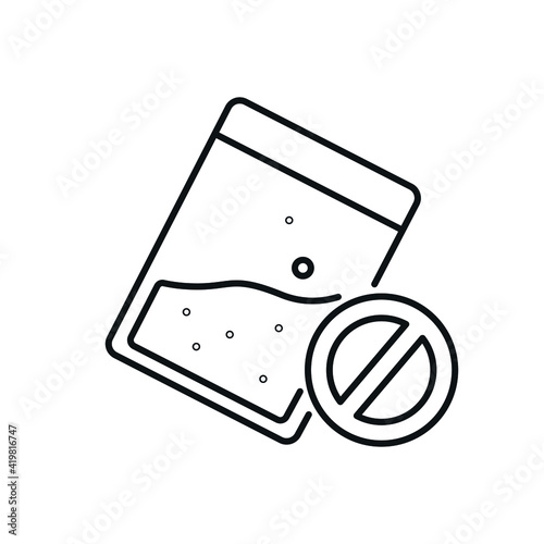 No drugs in a package linear icon. Law enforcement. Police evidence. Protection equipment. Thin line contour symbols. Isolated vector outline illustrations. Editable stroke