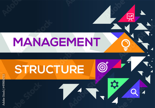 Creative  management structure  Banner Word with Icon  Vector illustration.