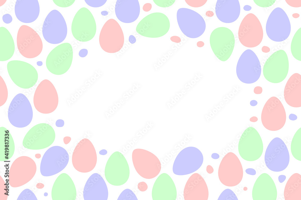 Seamless easter frame, border with ornamental eggs and dots. Vector pastel multicolor holiday decoration, backdrop. For greeting cards, packaging, web Seamless easter frame, border with ornamental eggs and dots. Vector pastel multicolor holiday decoration, backdrop. For greeting cards, packaging, web