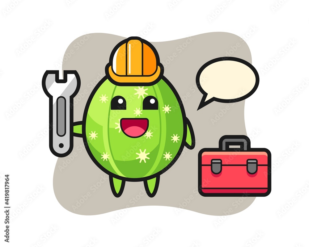 Mascot cartoon of cactus as a mechanic
