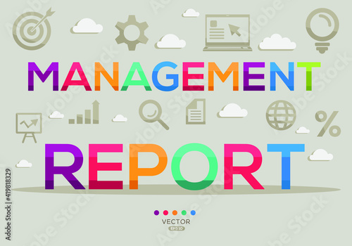 Creative (management report) Banner Word with Icon ,Vector illustration.